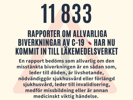 Rapporter om allvarliga biverkningar av covidvaccinen läkemedelsverket
