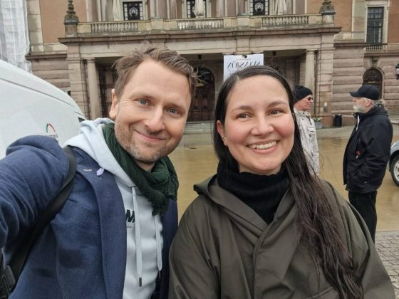 Andreas sidkvist och sophia keivanlog 14 april 2024, fredsmanifestationen stor
