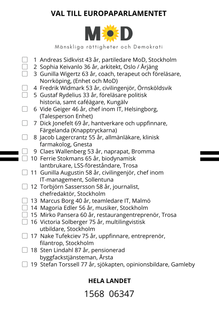 Mods eu valsedel på en sida