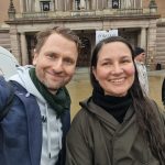2024 04 14 demonstration mot dca avtalet på gustaf adolfs torg i stockholm andreas sidkvist och vice ordförande sophia keivanlo